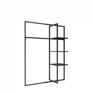 Xoline portant à vêtements extensible noir 3 étagères métal 1 barre penderie