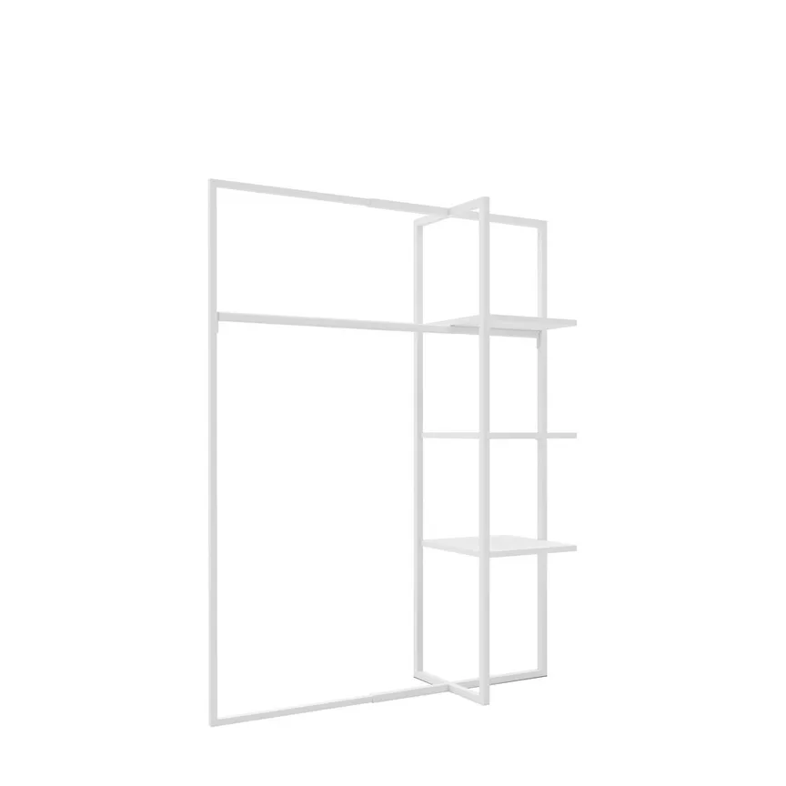 Xoline portant à vêtements extensible blanc 3 étagères métal 1 barre penderie