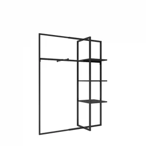 Xoline portant à vêtements extensible noir 3 étagères métal 1 barre penderie avec double facing