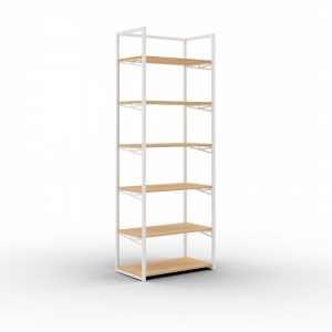 Coline 2200, meuble mural autoportant blanc étagères bois