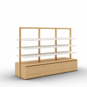 Boline pharmacie gondole étagères 1516 avec caisson de rangement triple