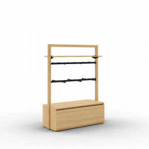 Toline gondole 1500 avec 1 étagère bois et 2 barres penderie avec doubles facing