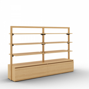 Toline gondole 1500 avec 3 étagères bois, version double