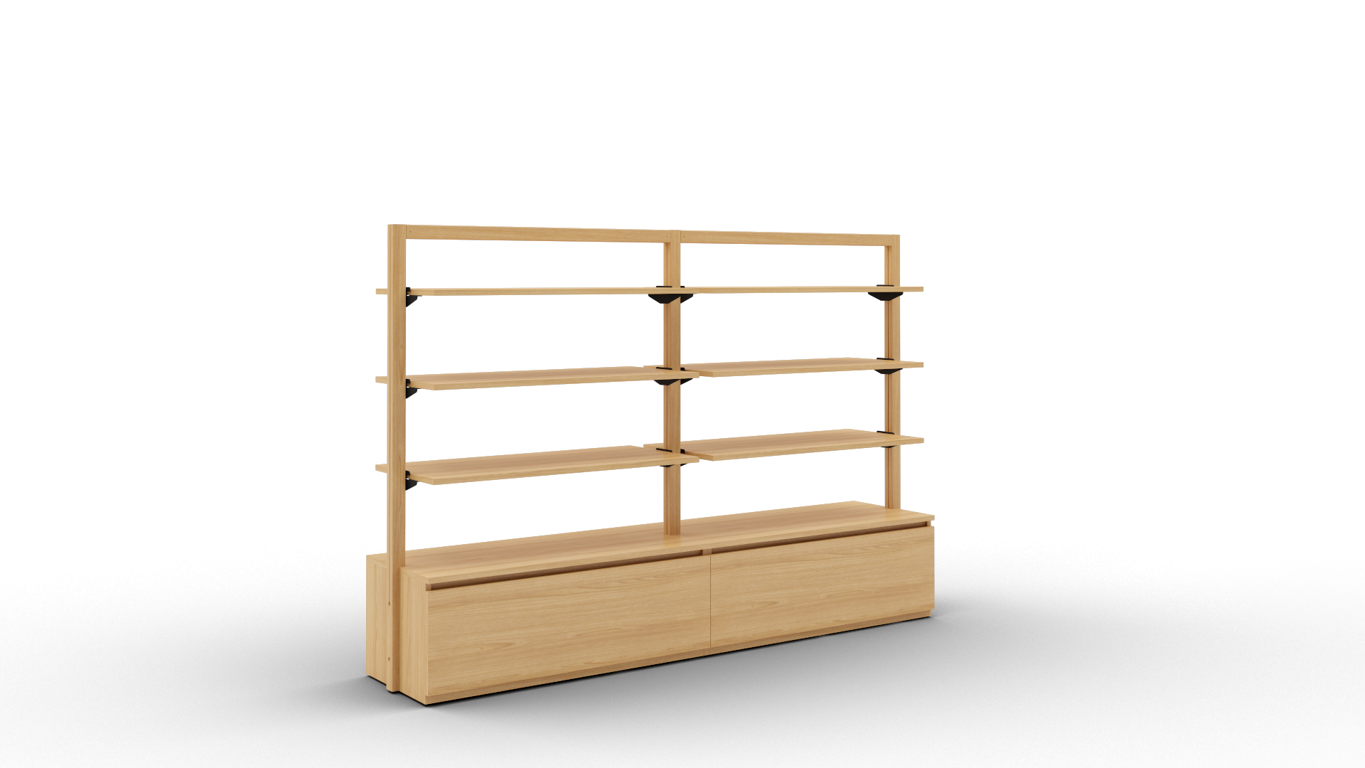 Toline gondole 1500 avec 3 étagères bois, version double