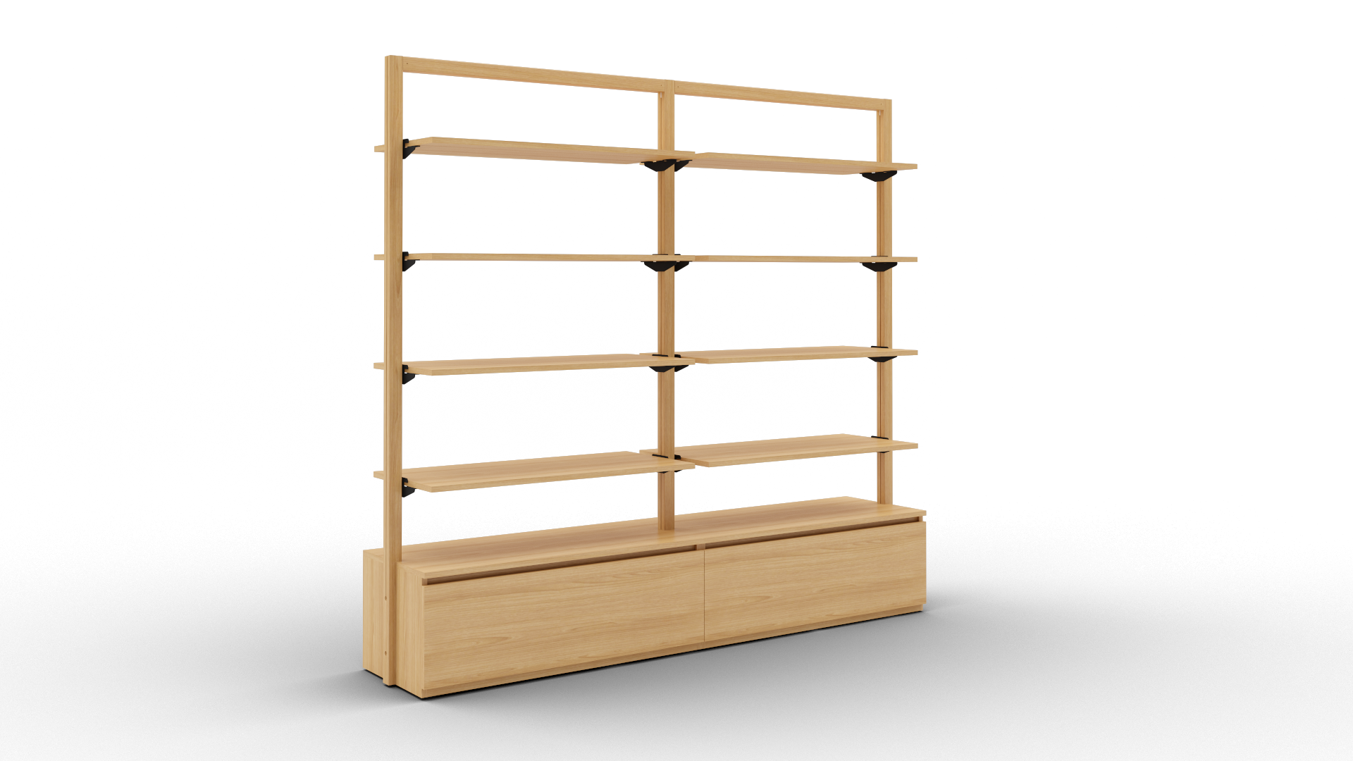 Toline mural 2200 avec 4 étagères bois, version double