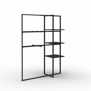 Xoline portant à vêtements extensible noir 3 étagères métal 2 barres penderie avec double facing