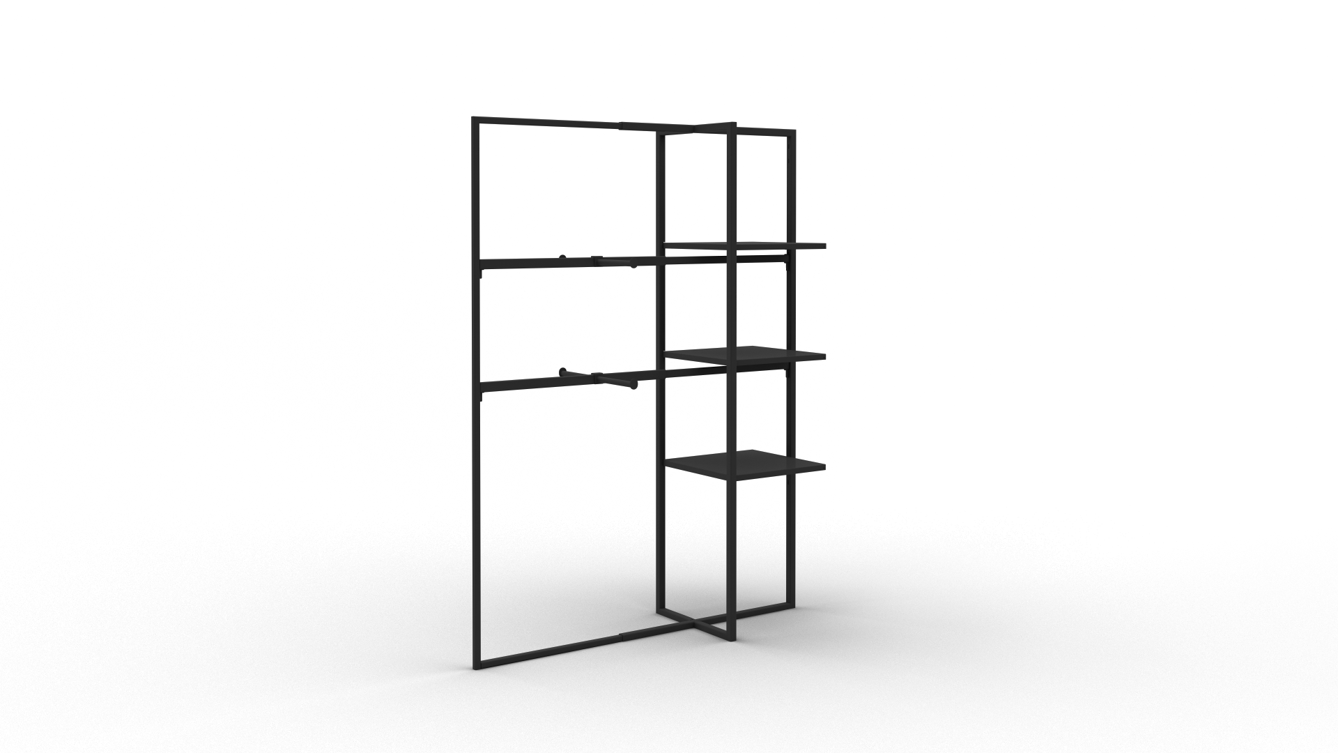 Xoline portant à vêtements extensible noir 3 étagères métal 2 barres penderie avec double facing