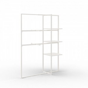 Xoline portant à vêtements extensible blanc 3 étagères métal 2 barres penderie avec double facing