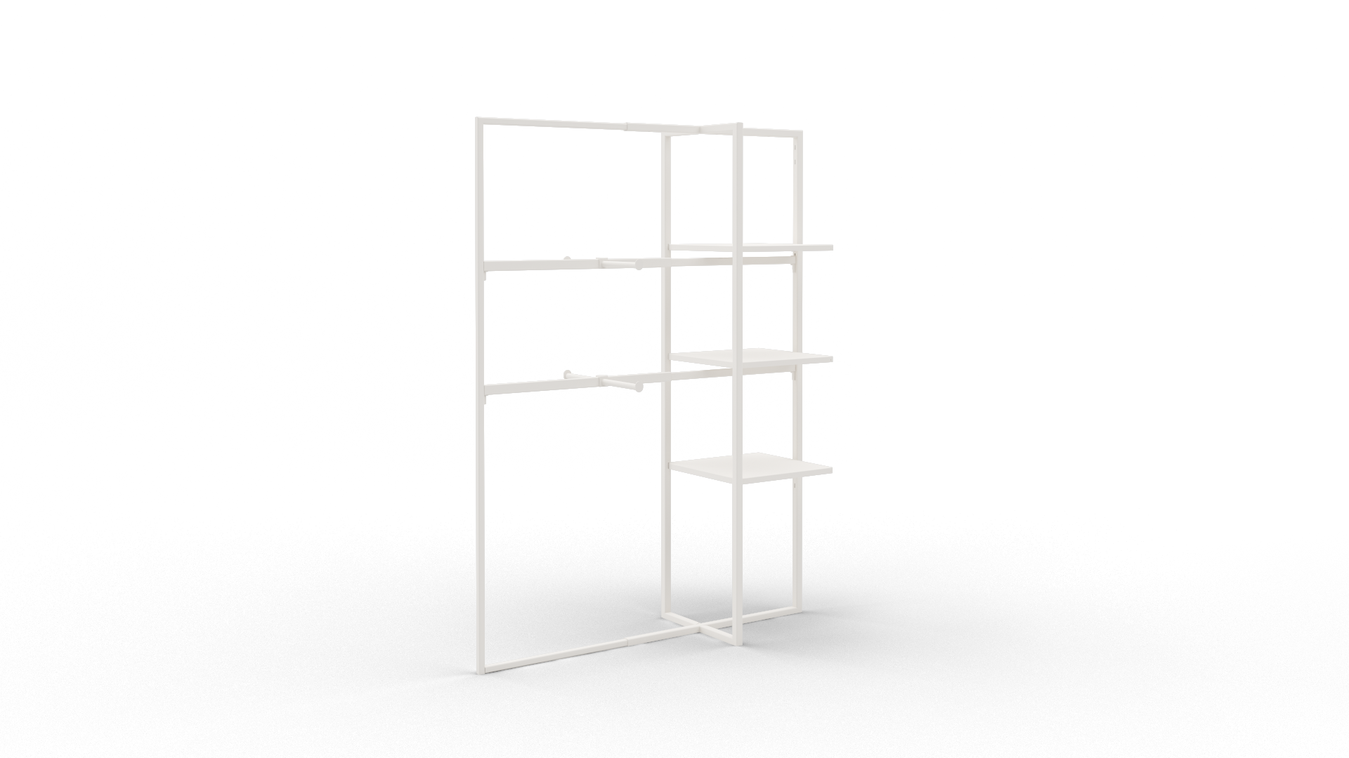 Xoline portant à vêtements extensible blanc 3 étagères métal 2 barres penderie avec double facing