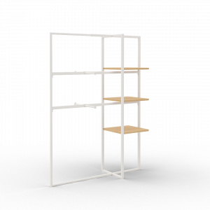 Xoline portant à vêtements extensible blanc 3 étagères bois 2 barres penderie avec double facing