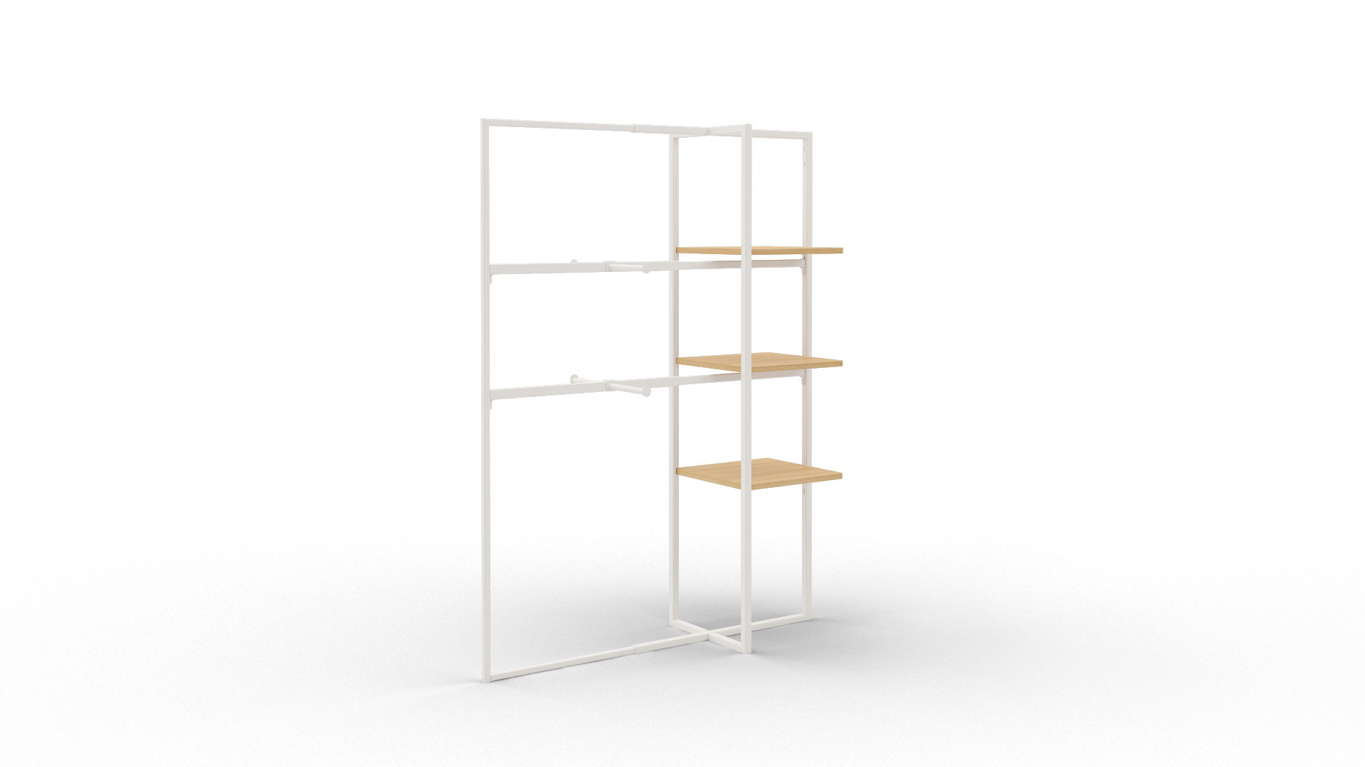 Xoline portant à vêtements extensible blanc 3 étagères bois 2 barres penderie avec double facing
