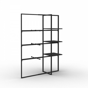 Xoline portant à vêtements extensible noir 3 étagères métal 3 barres penderie avec double facing