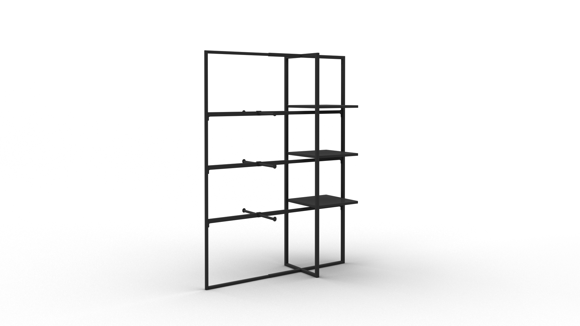 Xoline portant à vêtements extensible noir 3 étagères métal 3 barres penderie avec double facing