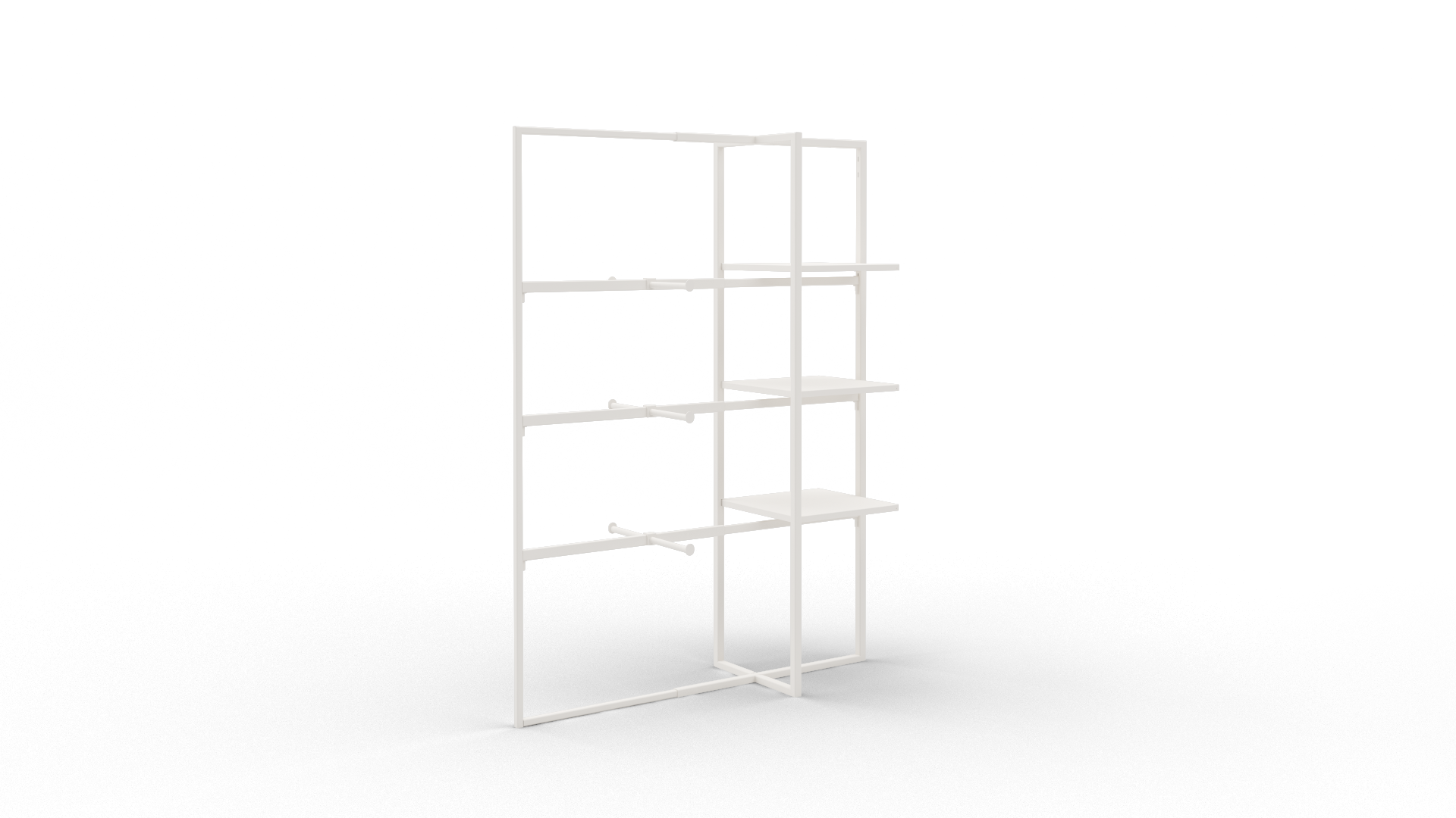 Xoline portant à vêtements extensible blanc 3 étagères métal 3 barres penderie avec double facing