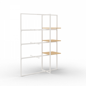Xoline portant à vêtements extensible blanc 3 étagères bois 3 barres penderie avec double facing