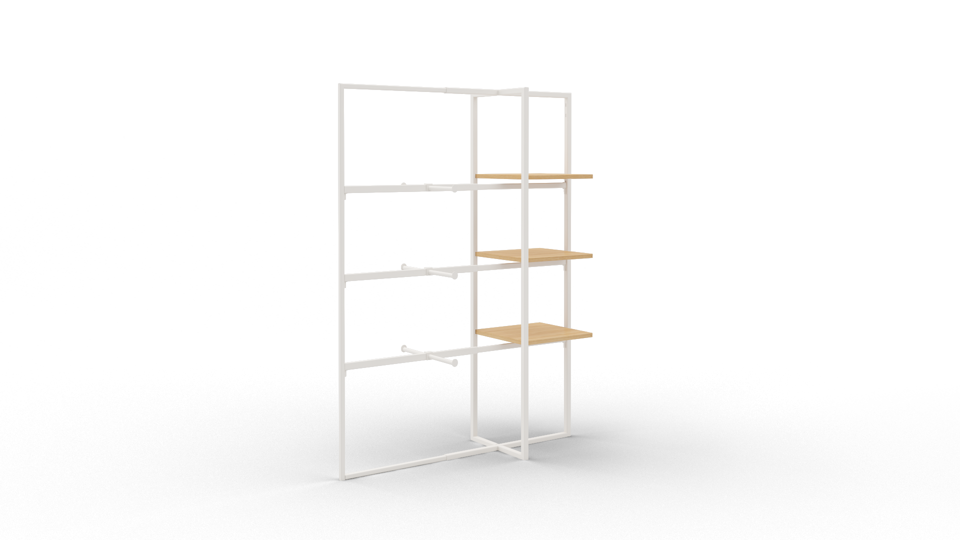 Xoline portant à vêtements extensible blanc 3 étagères bois 3 barres penderie avec double facing